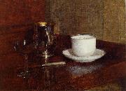 Henri Fantin-Latour, Still Life Glass, Silver Goblet and Cup of Champagne